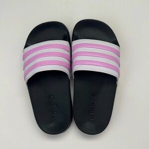 Adidas Black and Light Pink Slides, Girls 11